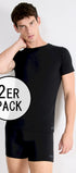 T-Shirt im 2er Pack aus der Männerunterwäsche-Serie GO ABC 2.0 von der Marke Sloggi men, Farbe: black, Vorderansicht