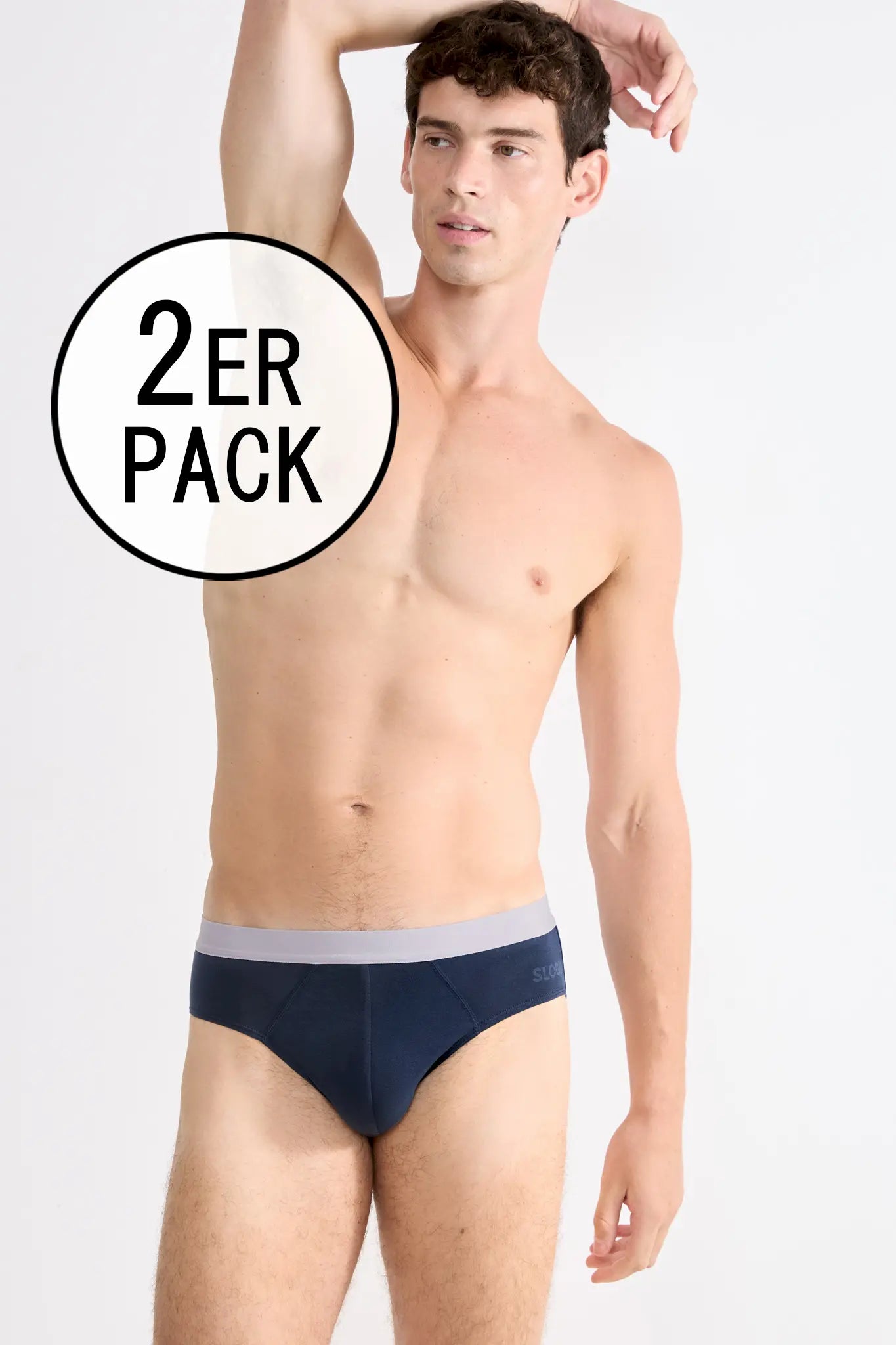 Midi Slip im 2er Pack aus der Basisunterwäsche-Serie GO ABC 2.0 von der Marke Sloggi men, Farbe: navy, Vorderansicht