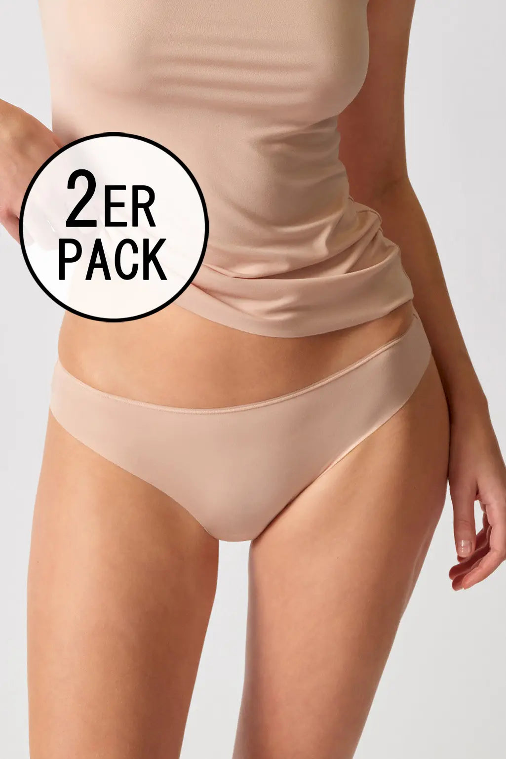 Rio Slip im 2er Pack aus der nahtlosen Unterwäsche-Serie ADVANTAGE MODAL INVISIBLE von der Marke Skiny, Farbe: beige, Vorderansicht