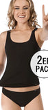 Tank Top im 2er Pack aus der Basicwäsche-Serie COTTON ADVANTAGE von der Marke Skiny, Farbe: black, Vorderansicht