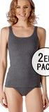 Tank Top im 2er Pack aus der Basicwäsche-Serie COTTON ADVANTAGE von der Marke Skiny, Farbe: anthra melange, Vorderansicht