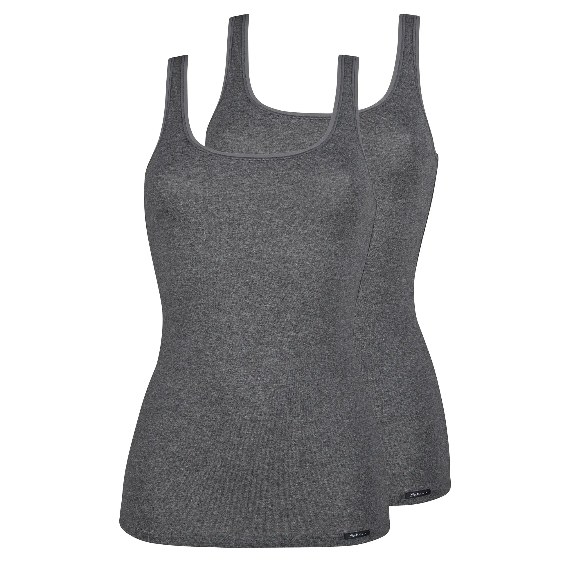 Tank Top im 2er Pack aus der Basicwäsche-Serie COTTON ADVANTAGE von der Marke Skiny, Farbe: anthra melange, Produktfoto