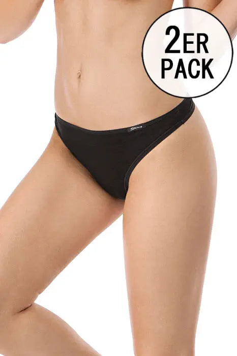 String im 2er Pack aus der Basicwäsche-Serie COTTON ADVANTAGE von der Marke Skiny, Farbe: black, Seitenansicht