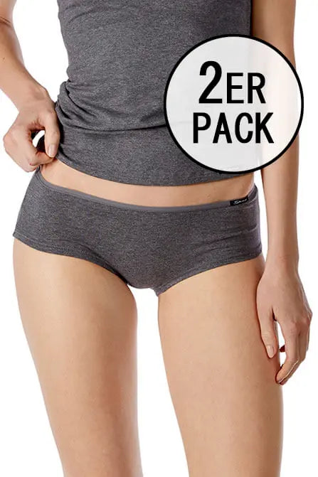 Panty im 2er Pack aus der Basicwäsche-Serie COTTON ADVANTAGE von der Marke Skiny, Farbe: anthra melange, Vorderansicht