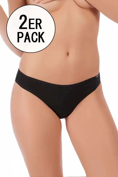 Rio Slip im 2er Pack aus der Basicwäsche-Serie COTTON ADVANTAGE von der Marke Skiny, Farbe: black, Vorderansicht