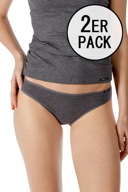 Rio Slip im 2er Pack aus der Basicwäsche-Serie COTTON ADVANTAGE von der Marke Skiny, Farbe: anthra melange, Vorderansicht