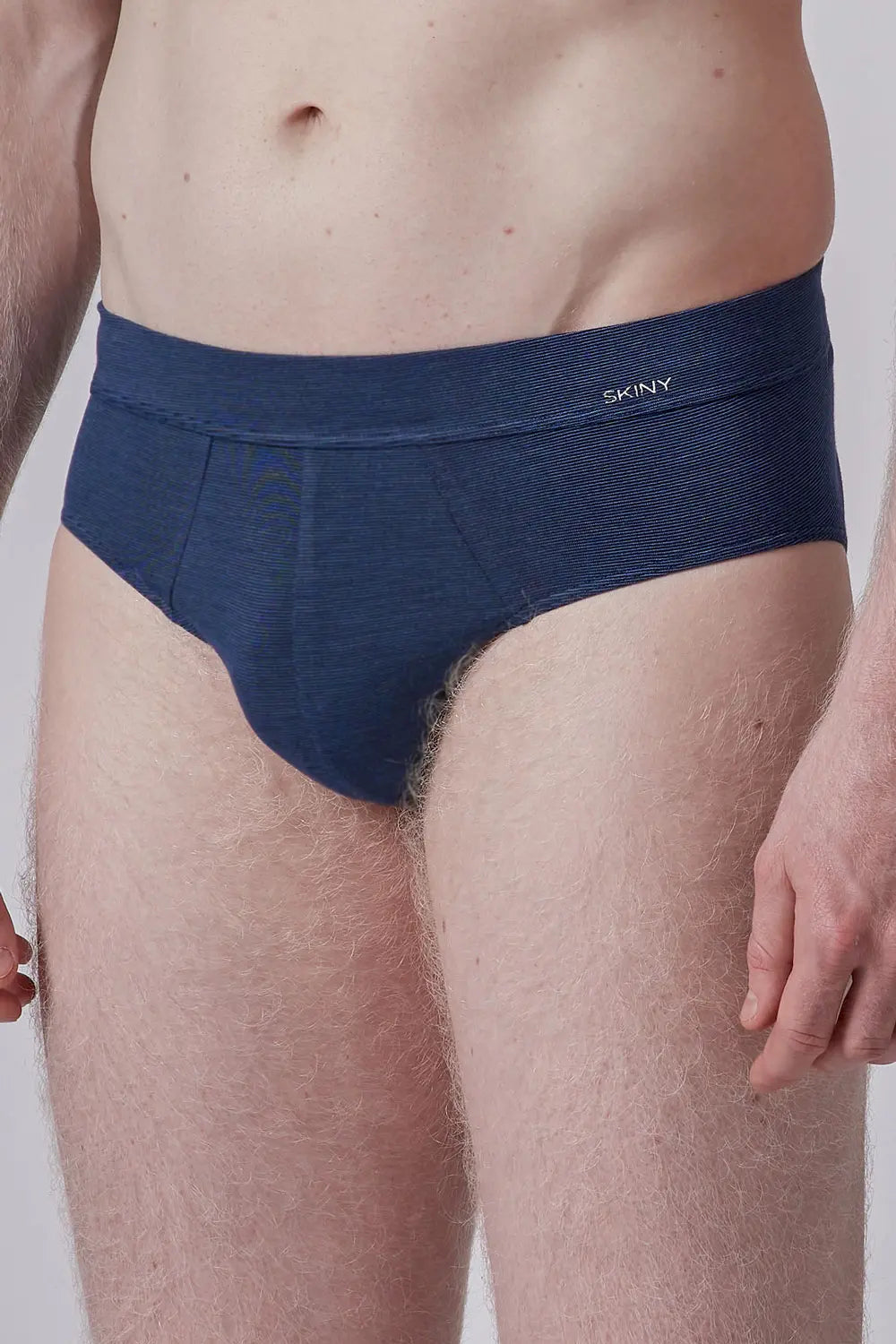 Brasil Slip aus der Unterwäsche-Serie COOLING DELUXE von der Marke Skiny men, Farbe: crownblue stripes, Vorderansicht
