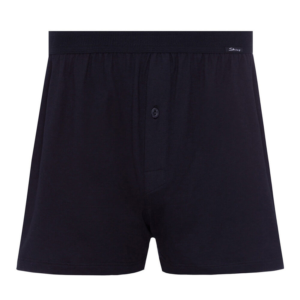 Skiny Men's Cotton Retro Boxer Shorts - Loose Fit With Fly, Black, Size XXL