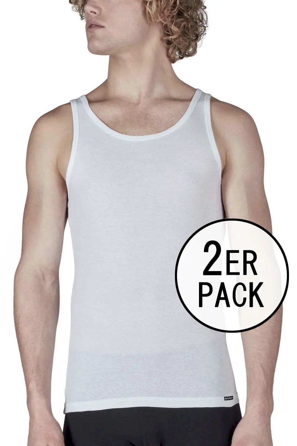 Tank Top im 2er Pack aus der Männershirt-Serie SHIRT MULTIPACK von der Marke Skiny men, Farbe: white, Vorderansicht