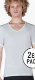 V-Shirt im 2er Pack aus der Männershirt-Serie SHIRT MULTIPACK von der Marke Skiny men, Farbe: white, Vorderansicht