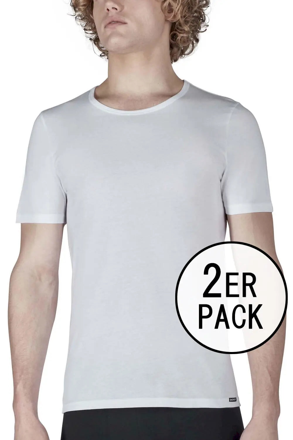 T-Shirt im 2er Pack aus der Männershirt-Serie SHIRT MULTIPACK von der Marke Skiny men, Farbe: white, Vorderansicht