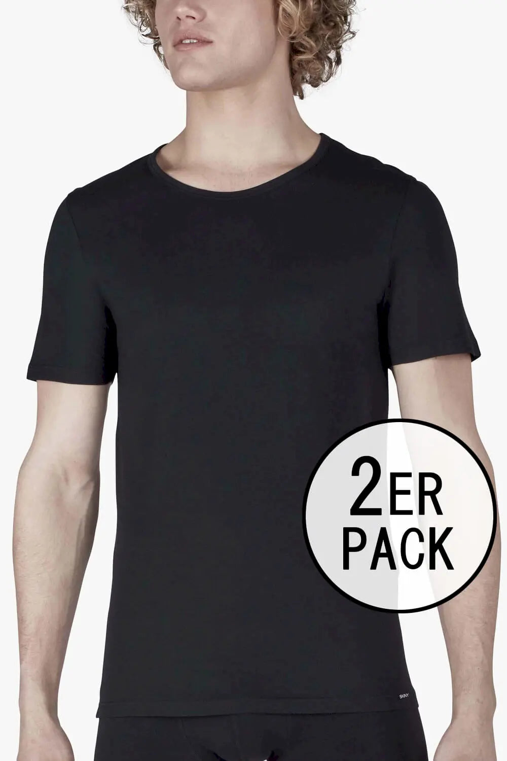 T-Shirt im 2er Pack aus der Männershirt-Serie SHIRT MULTIPACK von der Marke Skiny men, Farbe: black, Vorderansicht