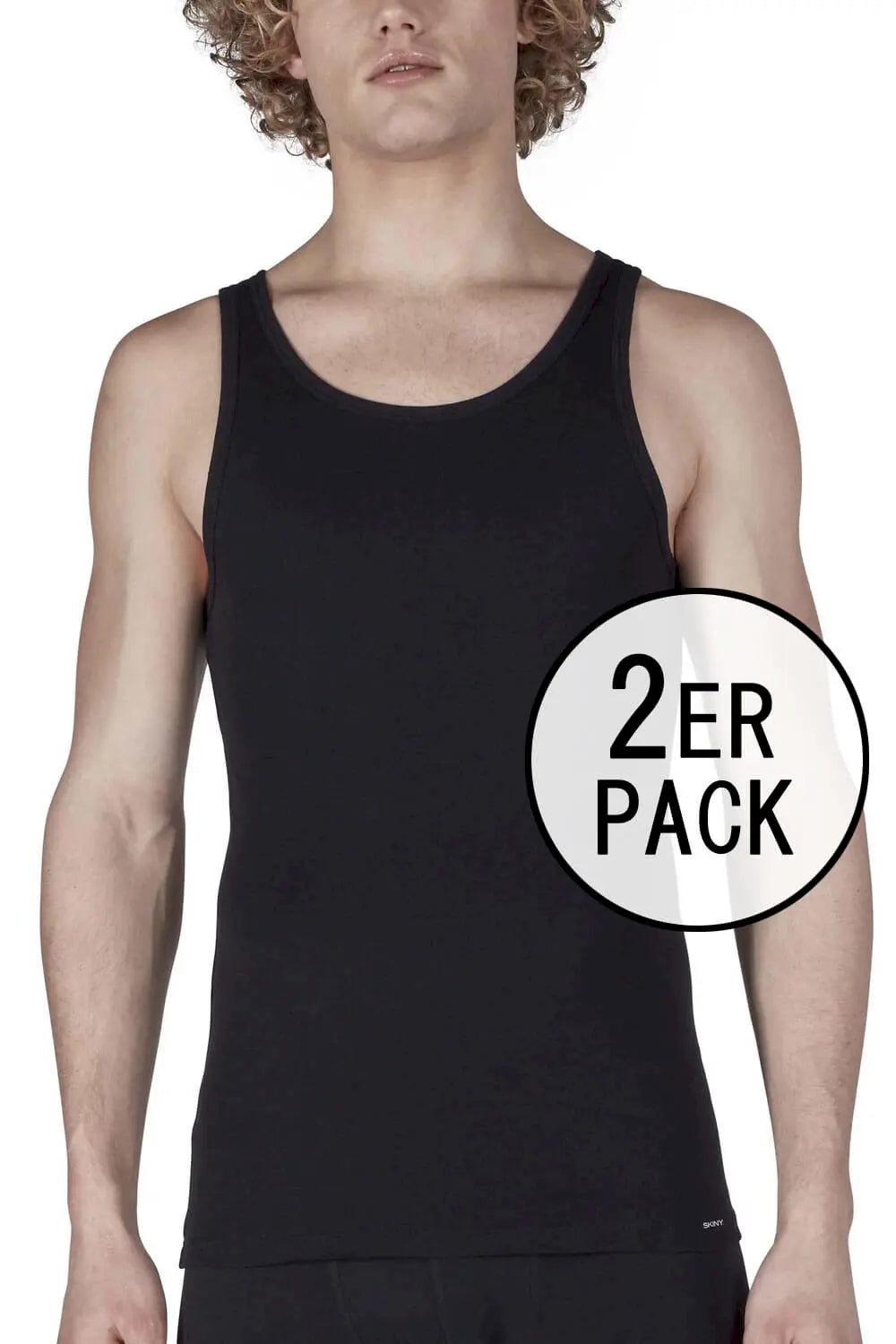 Tank Top im 2er Pack aus der Männershirt-Serie SHIRT MULTIPACK von der Marke Skiny men, Farbe: black, Vorderansicht